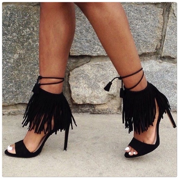 Zara Shoes - ❗️LOWEST❗️Zara Black Fringe Heels